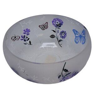 Lenox Butterfly Meadow 8" Frosted Glass Bowl Floral & Butterfly Motif Elegant